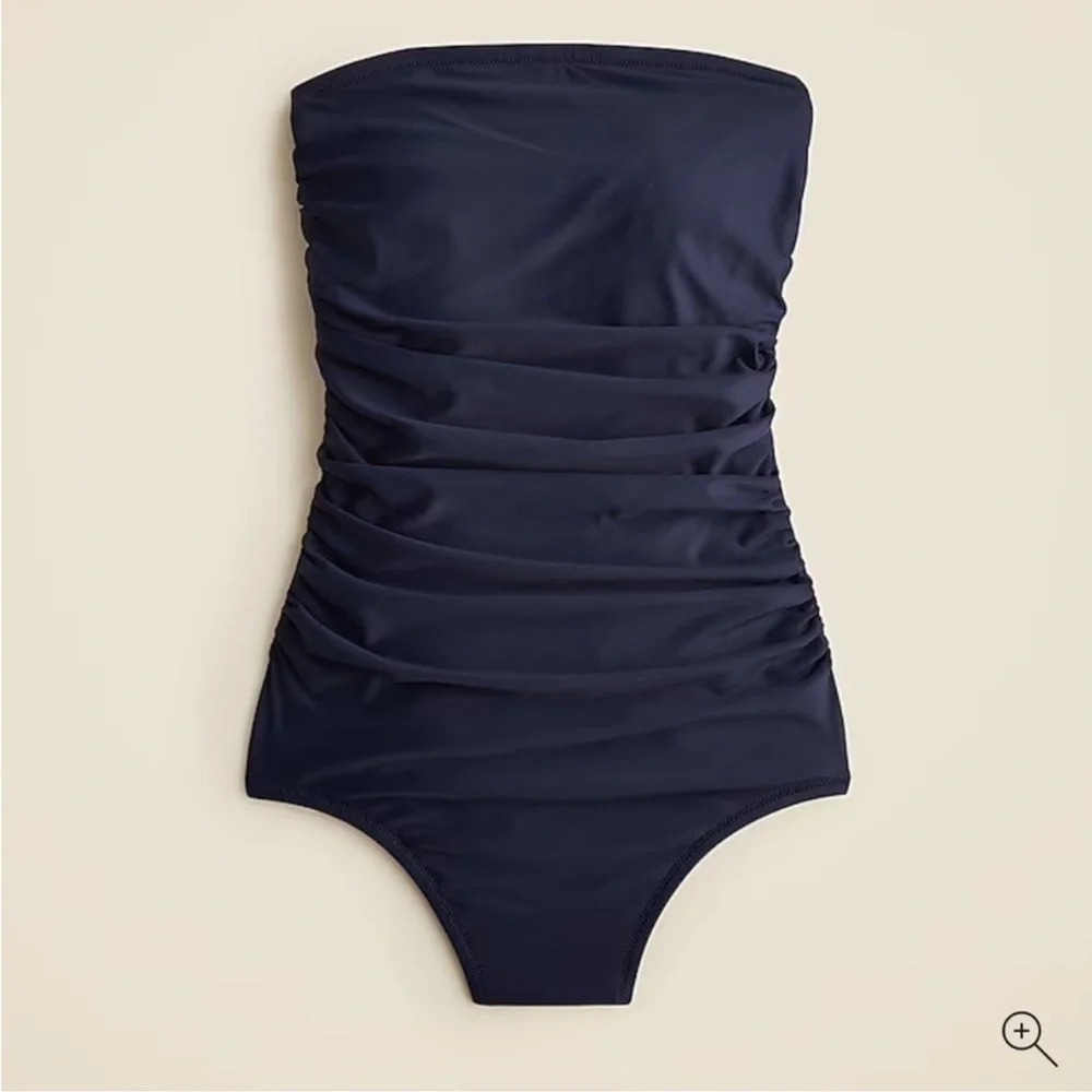 J.Crew Women Ruched Bandeau One Piece Swimsuit- Blue Mist - Picture 3 of 4